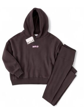 Wilo The Label Wellness Club Hoodie and Legging Active Set Brown L NWT